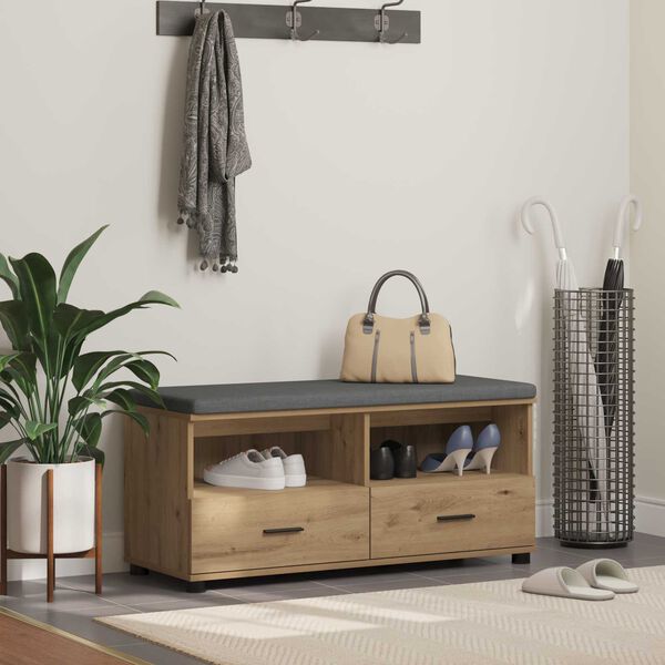 vidaXL Halli penkki tyynyll&auml; Artisan tammi 100 x 38 x 46 cm