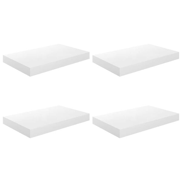 vidaXL Kelluvat sein&auml;hyllyt 4 kpl korkeakiilto valk. 40x23x3,8 cm MDF