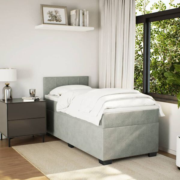 vidaXL Jenkkisänky patjalla vaaleanharmaa 100x200 cm sametti