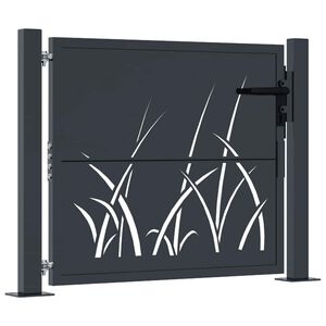 vidaXL Puutarhan portti antrasiitti 100x75 cm ter&auml;s ruohokuvio