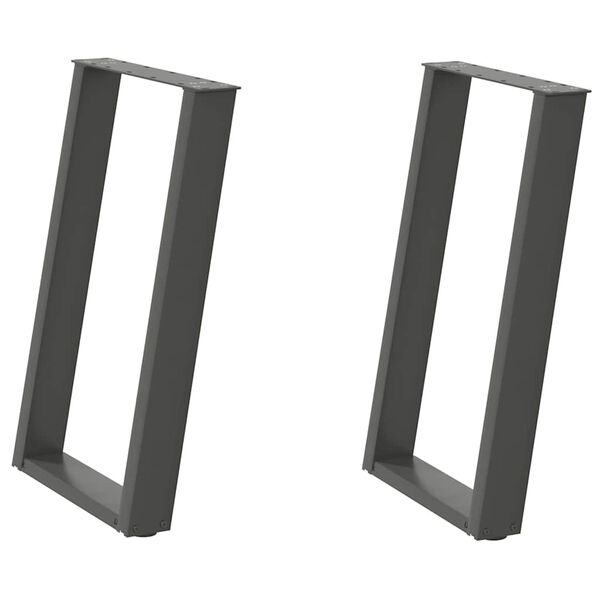 vidaXL Ruokapöydän jalat U-muotoiset 2 kpl antrasiitti 50x(72-73) cm teräs