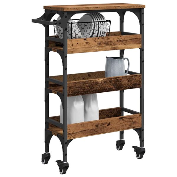 vidaXL Keitti&ouml;vaunu Vanha Puu 53 x 20 x 76 cm Tekninen puu