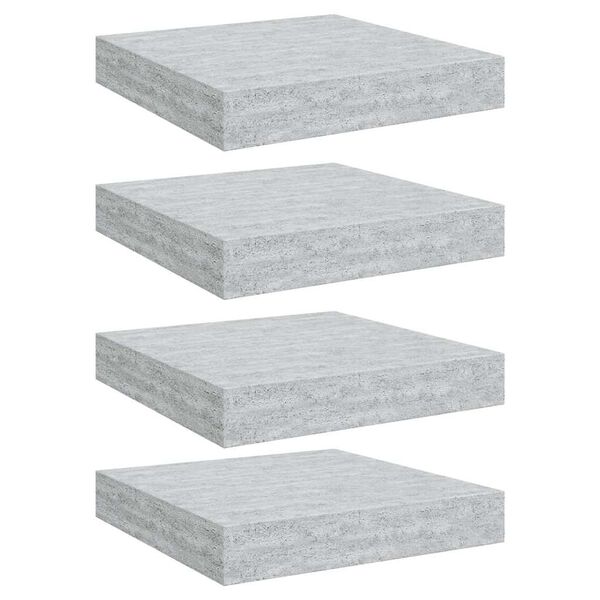 vidaXL Kelluvat sein&auml;hyllyt 4 kpl betoninharmaa 23x23,5x3,8 cm MDF