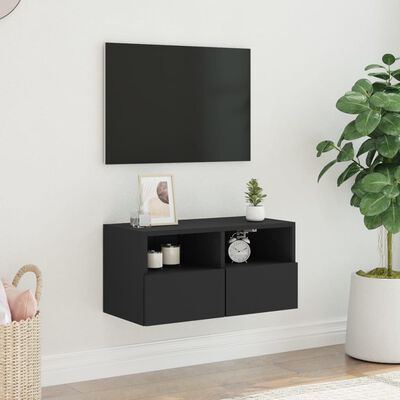 vidaXL TV-seinäkaappi musta 60x30x30 cm tekninen puu