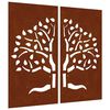 vidaXL Puutarhasein&auml;koristeet 2 kpl 105x55 cm corten ter&auml;s puukuvio