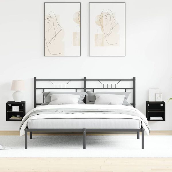 vidaXL LED-sein&auml;y&ouml;p&ouml;yt&auml; mukana Sein&auml;kiinnitett&auml;v&auml; Musta Tekninen puu