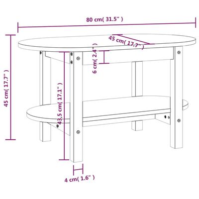 vidaXL Sohvapöytä harmaa 80x45x45 cm täysi mänty