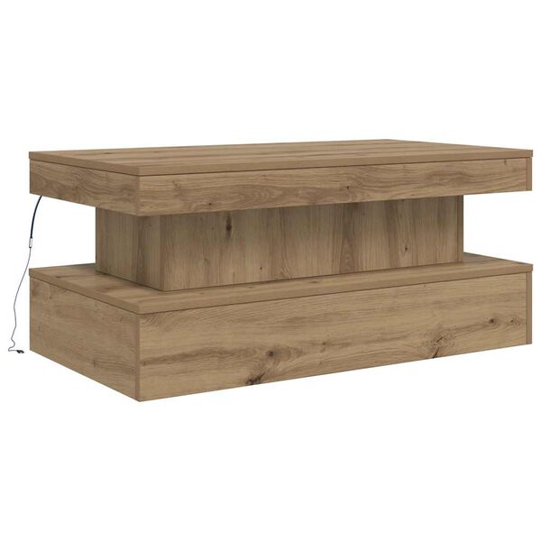 vidaXL Sohvap&ouml;yt&auml; LED-valoilla artesaani tammi 50x50x40 cm