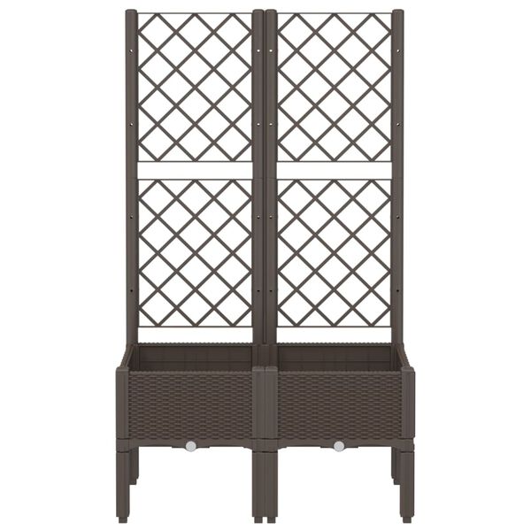 vidaXL Kukkalaatikko säleiköllä ruskea 80x40x142 cm PP