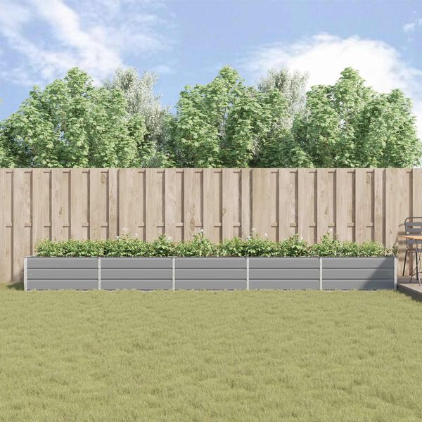 vidaXL Kukkalaatikko Vaaleanharmaa 195 x 100 x 45 cm Galvanoitu ter&auml;s