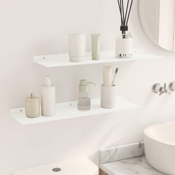 vidaXL Kelluva hylly 2 pcs Valkoinen 60 x 18 x 2,5 cm Ter&auml;s