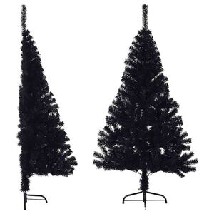 vidaXL Tekojoulukuusen puolikas jalustalla musta 150 cm PVC