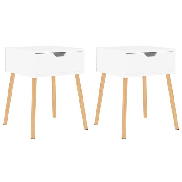 vidaXL Yöpöydät 2 kpl valkoinen 40x40x56 cm tekninen puu