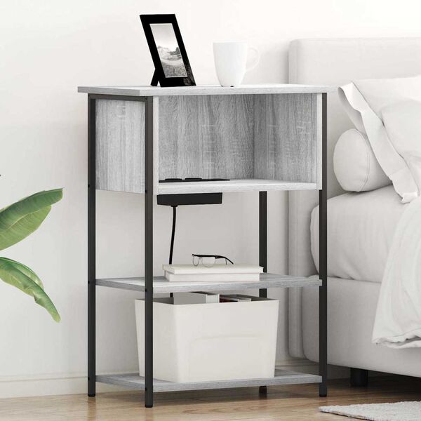 vidaXL Y&ouml;p&ouml;yt&auml;kaappi Harmaa Sonoma 55 x 31 x 76 cm Tekninen puu