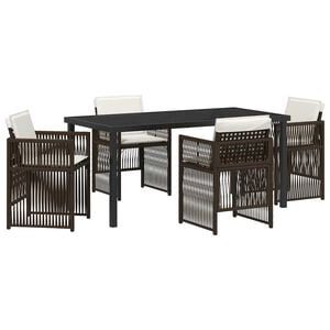 vidaXL Piharuokailu setti 5 pcs Ruskea Jauhemaalattu Ter&auml;s