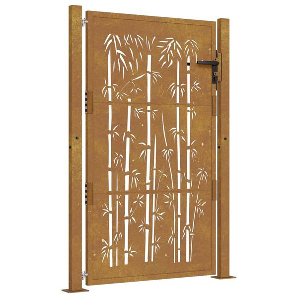 vidaXL Puutarhaportti 100x150 cm Corten-teräs Bambukuvio