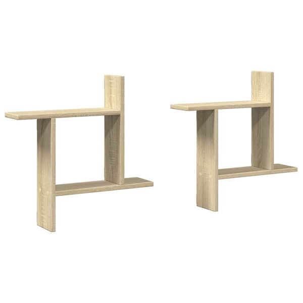 vidaXL Sein&auml;hyllyt 2 kpl Sonoma-tammi 50x12x50 cm tekninen puu