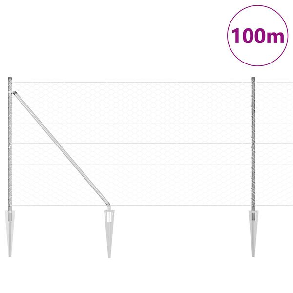 vidaXL Aitalatu Hopea 100 x 1 m (50 mm verkko) Teräs