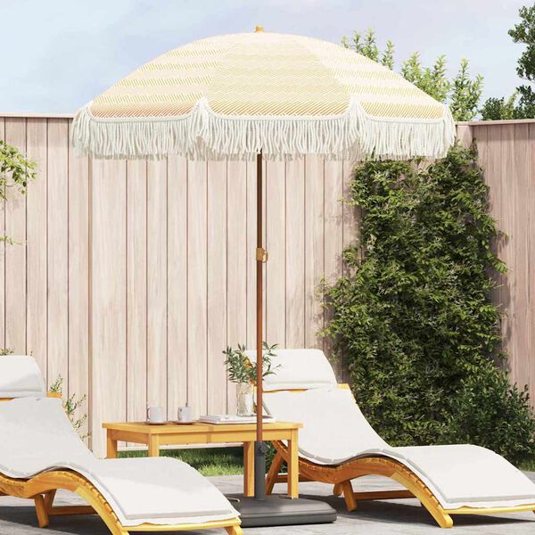 vidaXL Aurinkovarjo Keltainen ja valkoinen Ø 160 x 195 cm Teräs