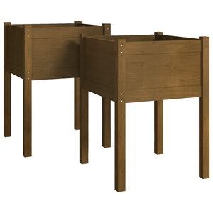 vidaXL Puutarhan kukkalaatikot 2 kpl hunajanruskea 50x50x70 cm m&auml;nty