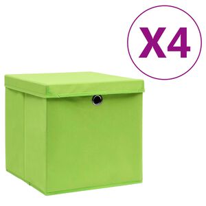 vidaXL S&auml;ilytyslaatikot kansilla 4 kpl 28x28x28 cm vihre&auml;