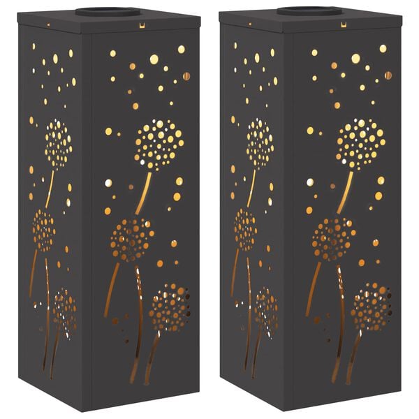 vidaXL Aurinko LED-polkuvalo 2 pcs Musta Kylm&auml;valssattu ter&auml;s