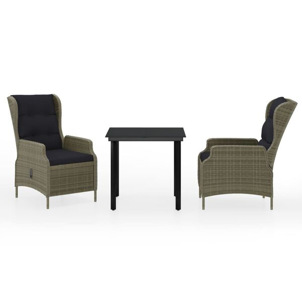 vidaXL 3-osainen ulkoruokailuryhmä ruskea