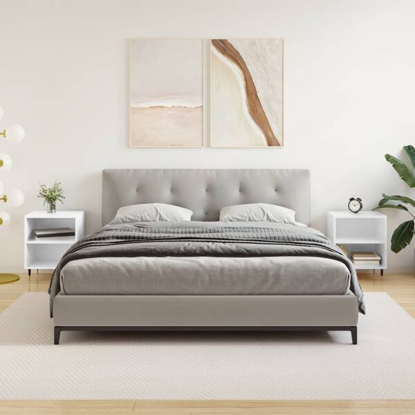 vidaXL Y&ouml;p&ouml;yd&auml;t 2 kpl korkeakiilto valkoinen 40x30x50 cm tekninen puu