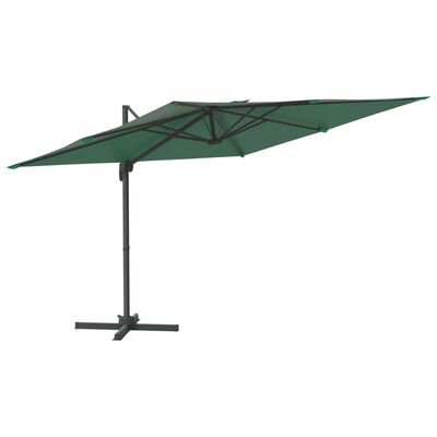 vidaXL Riippuva aurinkovarjo alumiinipylväällä vihreä 300x300 cm