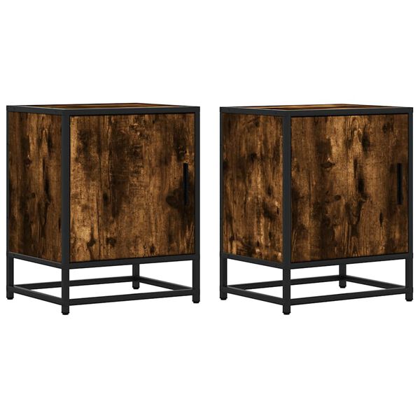 vidaXL Y&ouml;p&ouml;yt&auml;kaapit 2 kpl Savustettu tammi Suunniteltu puu ja metalli