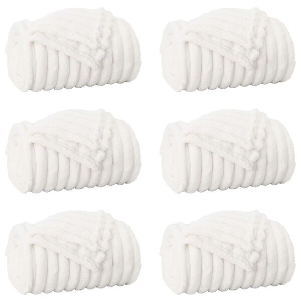 vidaXL Heittop&auml;&auml;llys 6 pcs Valkoinen 200 x 150 cm Fleese