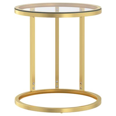 vidaXL Sivupöytä kulta ja läpinäkyvä 45 cm karkaistu lasi