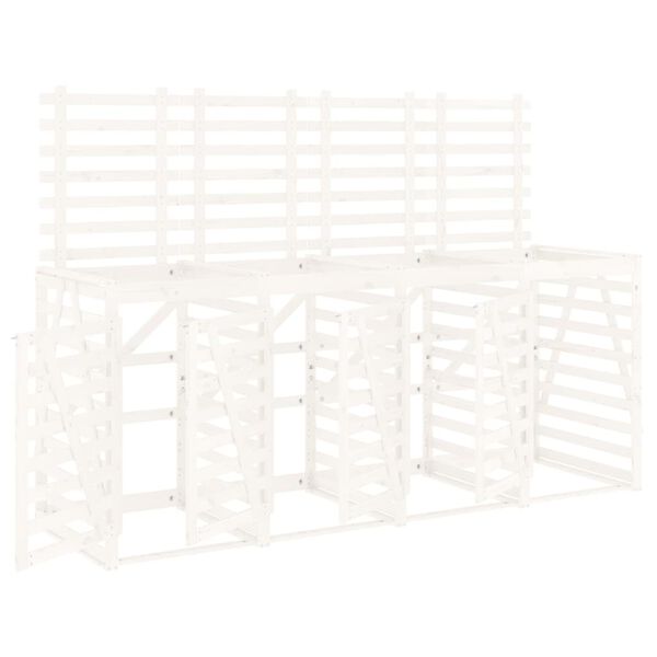 vidaXL Neljän roska-astian vaja valkoinen täysi mänty