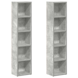 vidaXL CD-hyllyt 2 kpl betoninharmaa 21x16x93,5 cm lastulevy