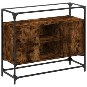 vidaXL TV-taso lasinen p&ouml;yt&auml;levy savutammi 98x35x81 cm tekninen puu