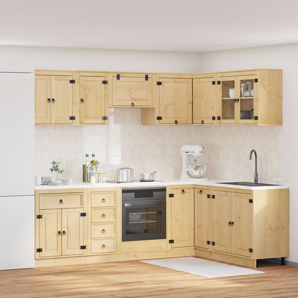 vidaXL Kaappi hyllyll&auml; SKI 10 pcs Hunaja Ruskea Massiivinen m&auml;nty