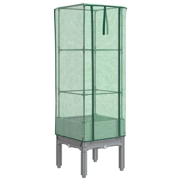 vidaXL Kukkalaatikko kasvihuonepeitteell&auml; rottinkityyli 40x40x140 cm