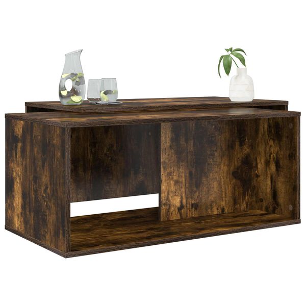 vidaXL Kahvip&ouml;yt&auml;setti 2 pcs Savup&auml;hkin&auml; Tekninen puu