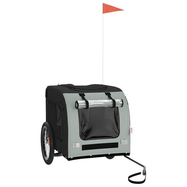 vidaXL Lemmikinkuljetuskärry polkupyörään harmaa/musta kangas ja rauta