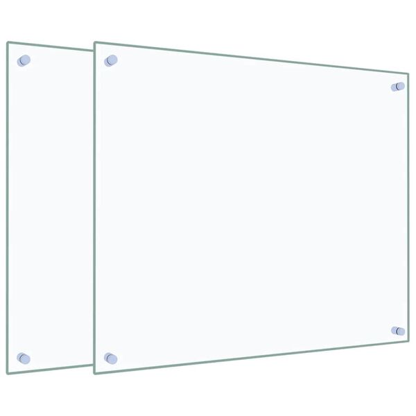 vidaXL Keittiön roiskesuojat 2 kpl läpinäkyvä 70x60 cm karkaistu lasi