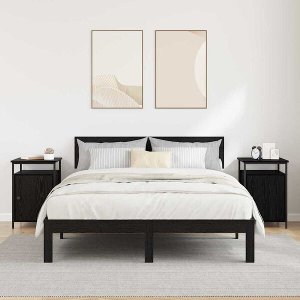 vidaXL Y&ouml;p&ouml;yt&auml;kaappi 2 pcs Musta tammi. 40 x 42 x 60cm Tekninen puu