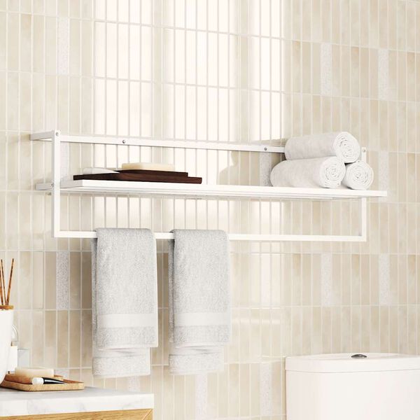 vidaXL Pyyheteline valkoinen 95x25x22 cm rauta