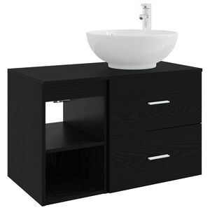 vidaXL Kylpyhuonekalustesetti 2 pcs Musta tammi Tekninen puu