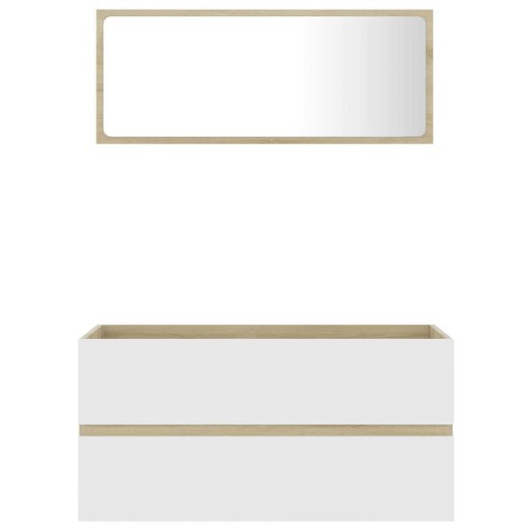 vidaXL 2-osainen kylpyhuonekalustesarja valk./Sonoma-tammi lastulevy