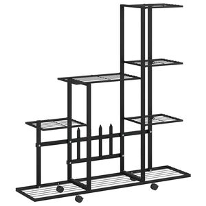 vidaXL Kukkateline renkailla 94,5x25x92,5 cm musta metalli