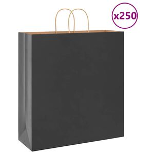 vidaXL Paperikassit 250 kpl kahvoilla musta 45x17x48 cm