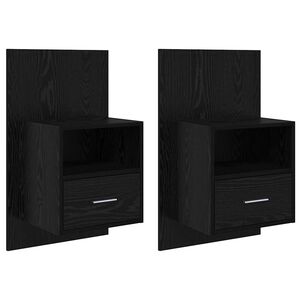 vidaXL Y&ouml;p&ouml;yt&auml;kaappi 2 pcs Musta tammi. 50 x 32,5 x 80cm Tekninen puu