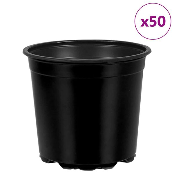 vidaXL Kukkaruukku 50 pcs Musta &Oslash; 15 x 13 cm Muovi