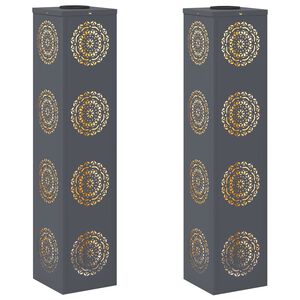 vidaXL Aurinko LED-polkuvalo 2 kpl L&auml;mpim&auml;n Valkoinen 18 x 18 x 80 cm