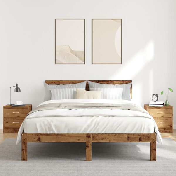 vidaXL Yöpöydät 2 kpl vanha puu 40x30x40 cm lastulevy